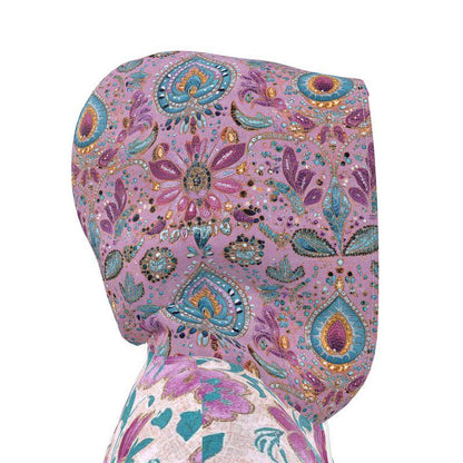 Pink Maharani Floral and Plaid Womens Hooded Rain Jacket