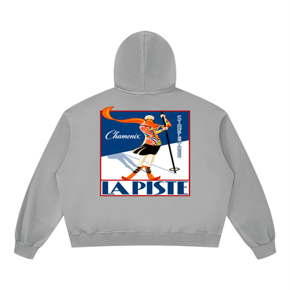 La Piste Faire du Ski Chamonix Unisex Boxy Vintage Washed Hoodie