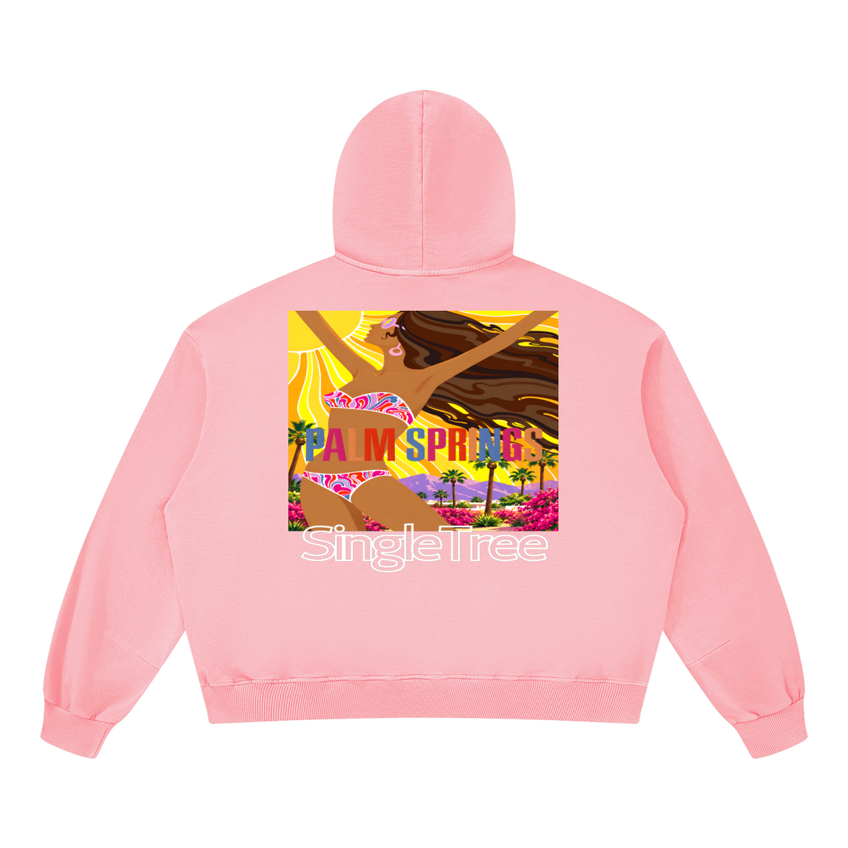 Here Comes the Sun Palm Springs Unisex Boxy Vintage Washed Hoodie