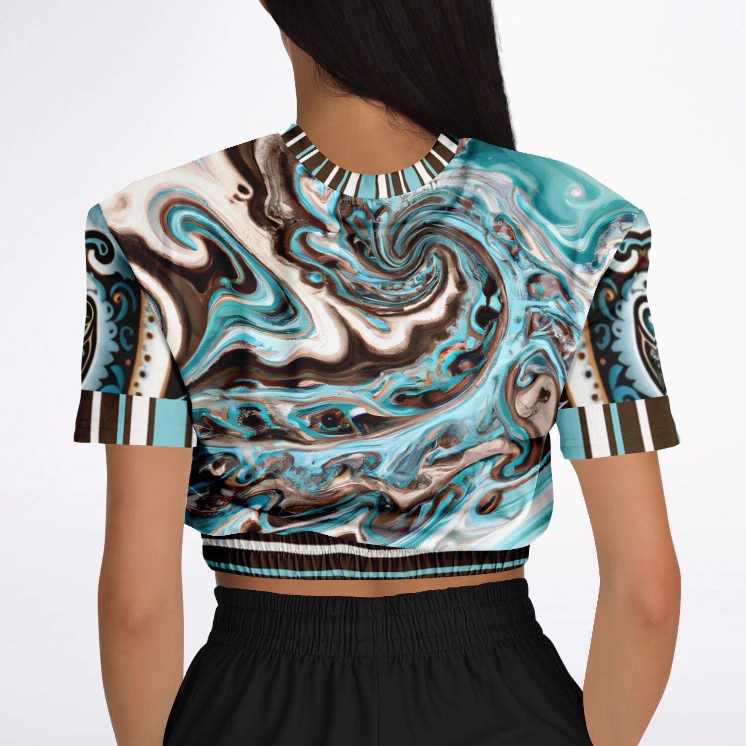 Turk and Caicos Eco-Poly Short Sleeve Cropped Pullover