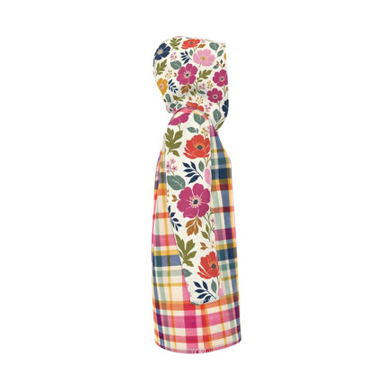 Bloom Baby Bloom in Plaid Floral Dots Womens Hooded Rain Jacket