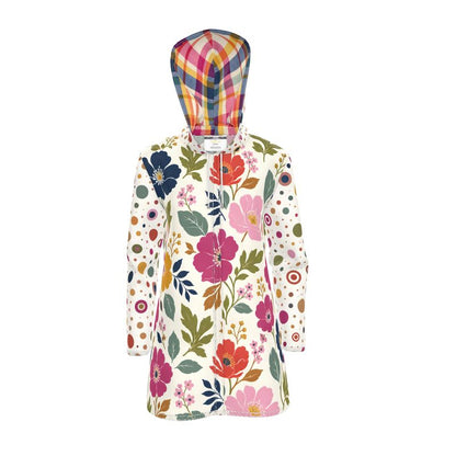 Bloom Baby Bloom in Floral and Dots Womens Hooded Rain Jacket