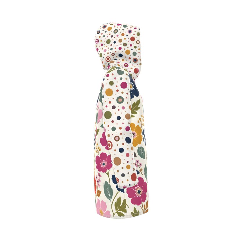 Bloom Baby Bloom in Floral and Dots Womens Hooded Rain Jacket