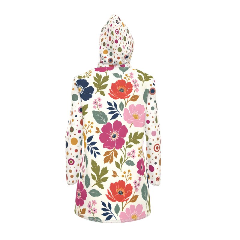 Bloom Baby Bloom in Floral and Dots Womens Hooded Rain Jacket