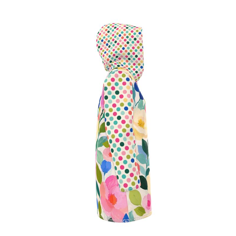 Paris in Full Bloom Floral and Dots Womens Hooded Rain Jacket