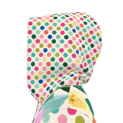 Paris in Full Bloom Floral and Dots Womens Hooded Rain Jacket