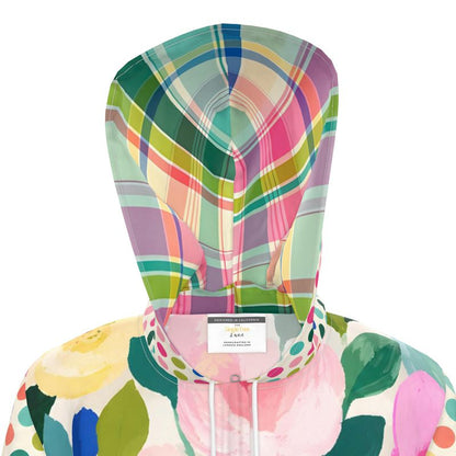 Paris in Full Bloom Floral and Dots Womens Hooded Rain Jacket