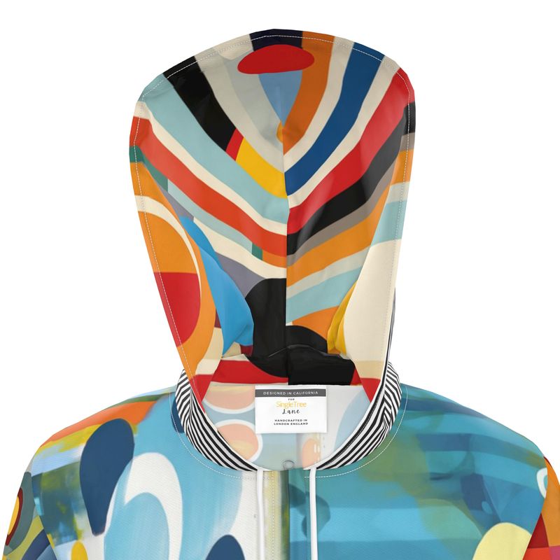 Greek Isles in Abstract &amp; Stripe Womens Hooded Rain Jacket