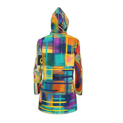 Lost in Purple Abstract Plaid &amp; Geo Womens Hooded Rain Jacket