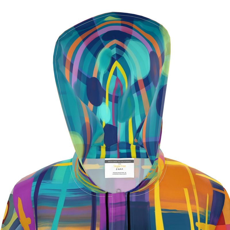 Lost in Purple Abstract Plaid &amp; Geo Womens Hooded Rain Jacket