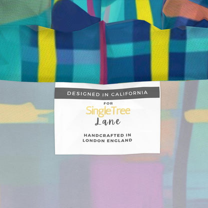 Lost in Purple Abstract Plaid &amp; Geo Womens Hooded Rain Jacket