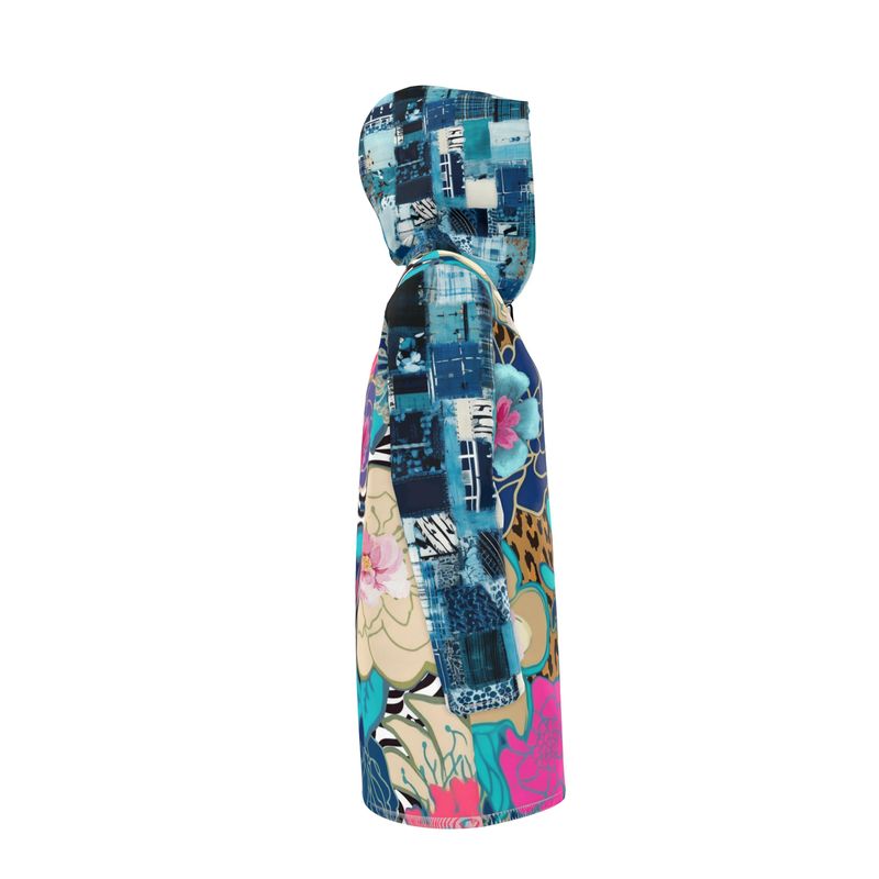 Ophanim Animal Print Floral Patchwork Womens Hooded Rain Jacket