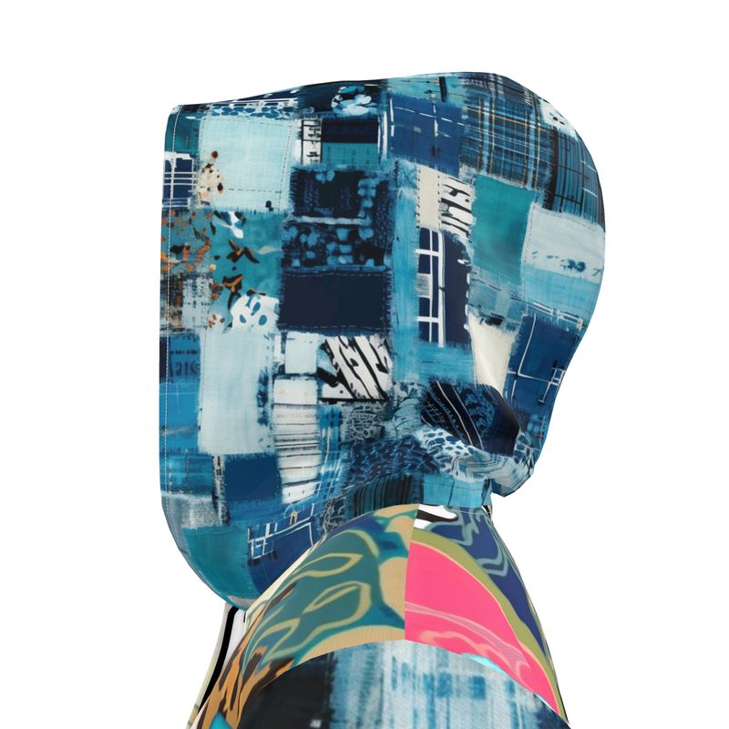 Ophanim Animal Print Floral Patchwork Womens Hooded Rain Jacket
