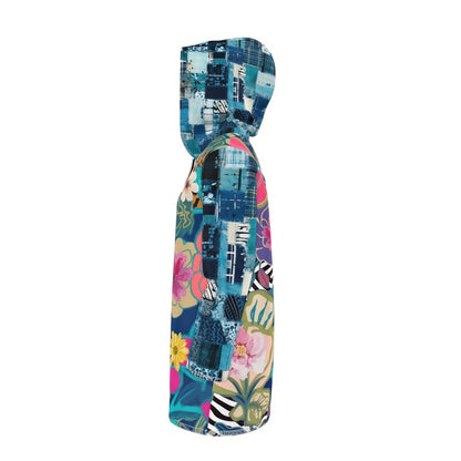 Ophanim Animal Print Floral Patchwork Womens Hooded Rain Jacket