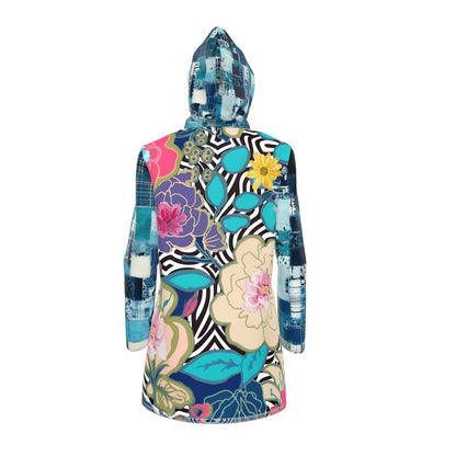 Ophanim Animal Print Floral Patchwork Womens Hooded Rain Jacket