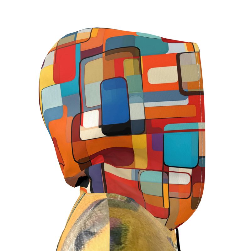 Walking in Geometric Colorblock Womens Hooded Rain Jacket