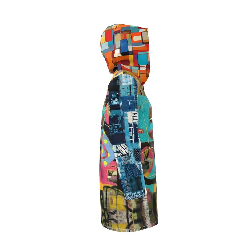 Walking in Geometric Colorblock Womens Hooded Rain Jacket