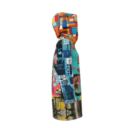 Walking in Geometric Colorblock Womens Hooded Rain Jacket