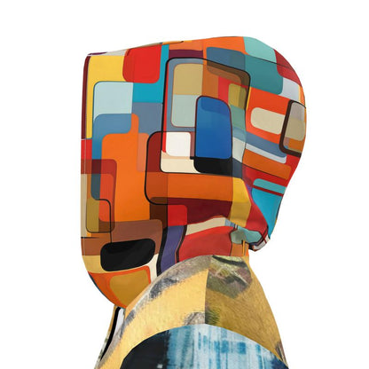 Walking in Geometric Colorblock Womens Hooded Rain Jacket