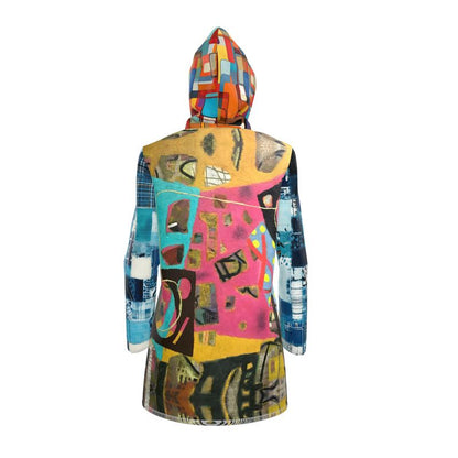 Walking in Geometric Colorblock Womens Hooded Rain Jacket