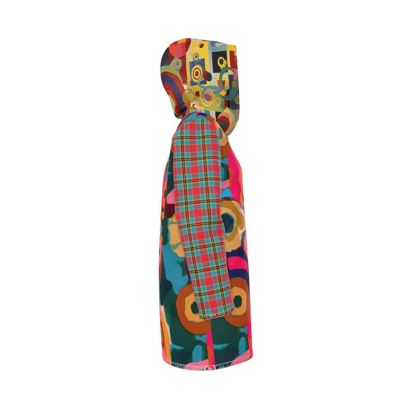 My Walk Through Floral Abstract &amp; Plaid Womens Hooded Rain Jacket