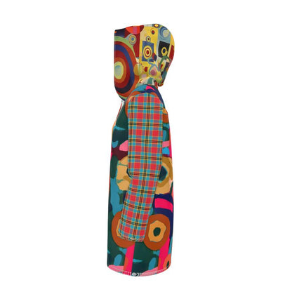 My Walk Through Floral Abstract &amp; Plaid Womens Hooded Rain Jacket