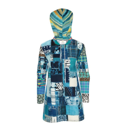 Denim Patchwork Breeze Womens Hooded Rain Jacket
