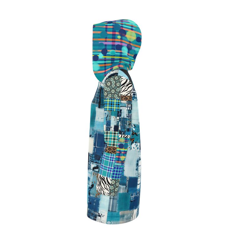 Denim Patchwork Breeze Womens Hooded Rain Jacket