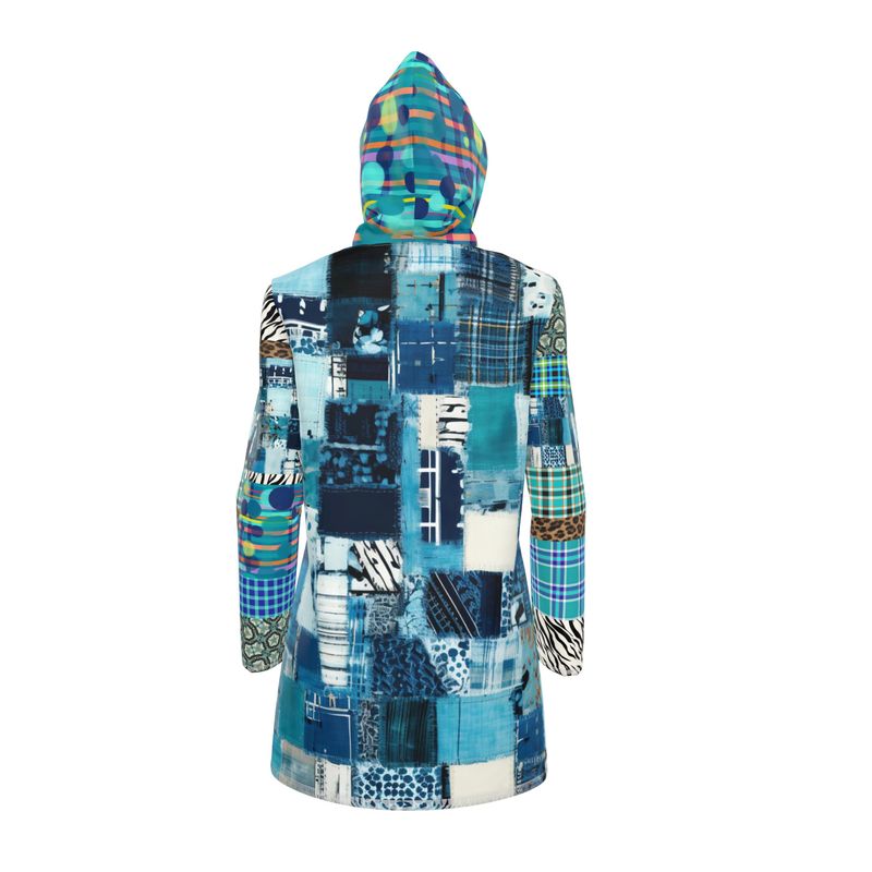 Denim Patchwork Breeze Womens Hooded Rain Jacket