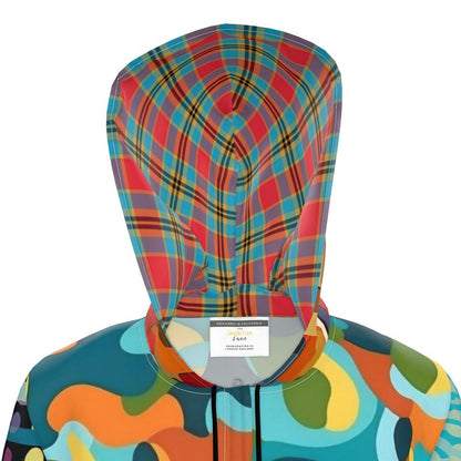 Electric Blue Bahama Camouflage Womens Hooded Rain Jacket