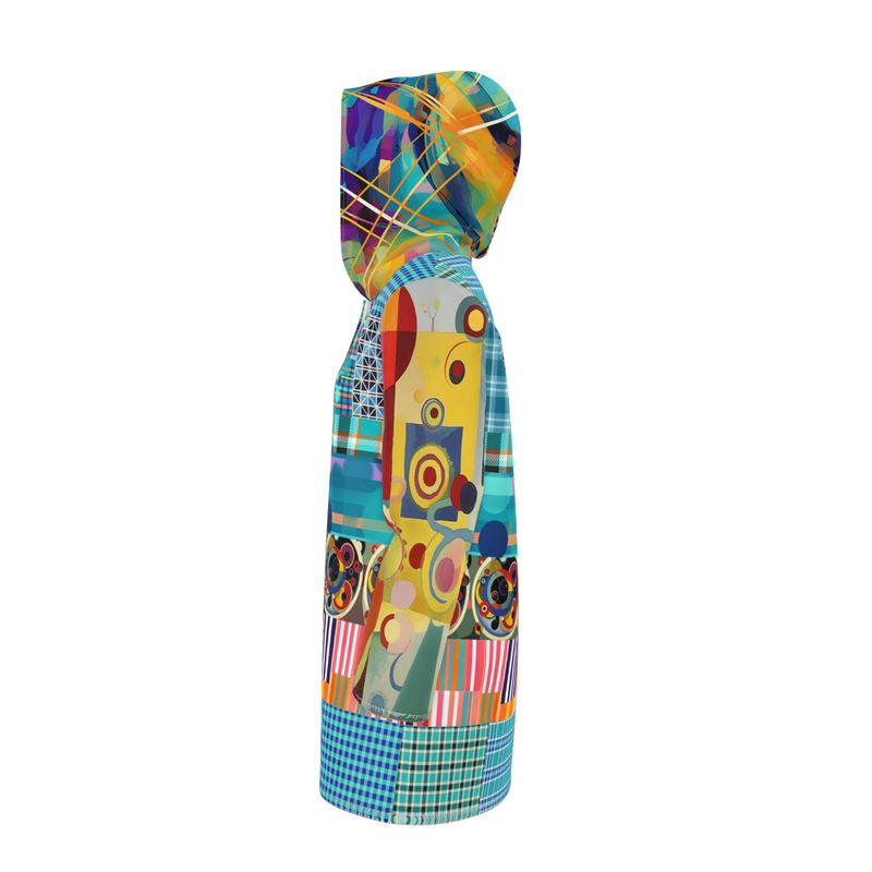 Electric Kaleidoscope Daydream Patchwork Womens Hooded Rain Jacket