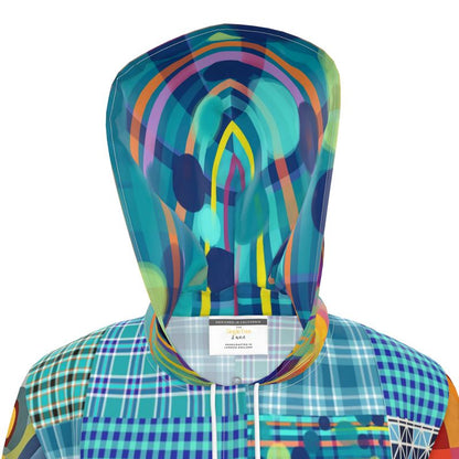 Electric Kaleidoscope Daydream Patchwork Womens Hooded Rain Jacket