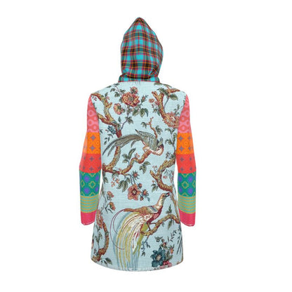 Secret Garden in Blue Chinoiserie Womens Hooded Rain Jacket