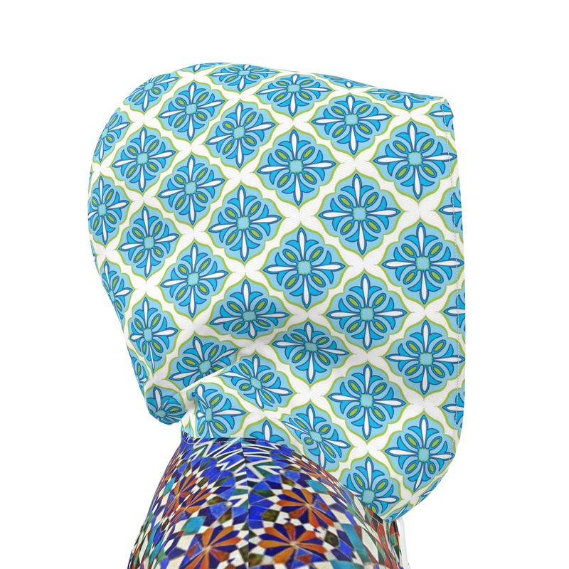 Blue Medina Mosaic Womens Hooded Rain Jacket