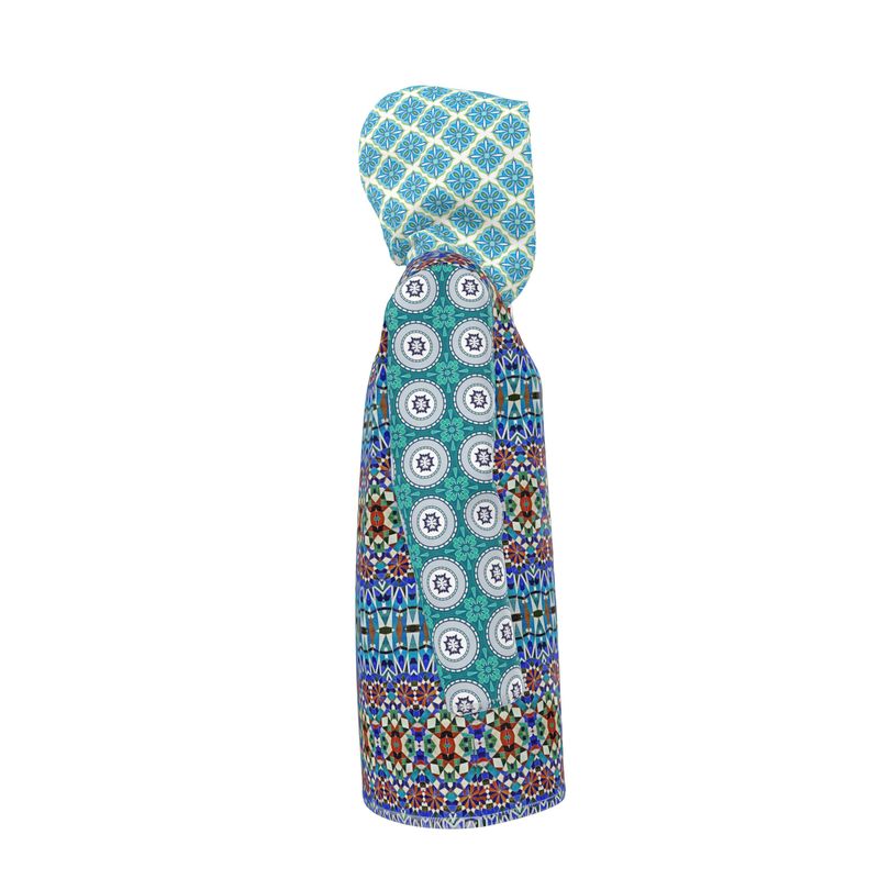 Blue Medina Mosaic Womens Hooded Rain Jacket
