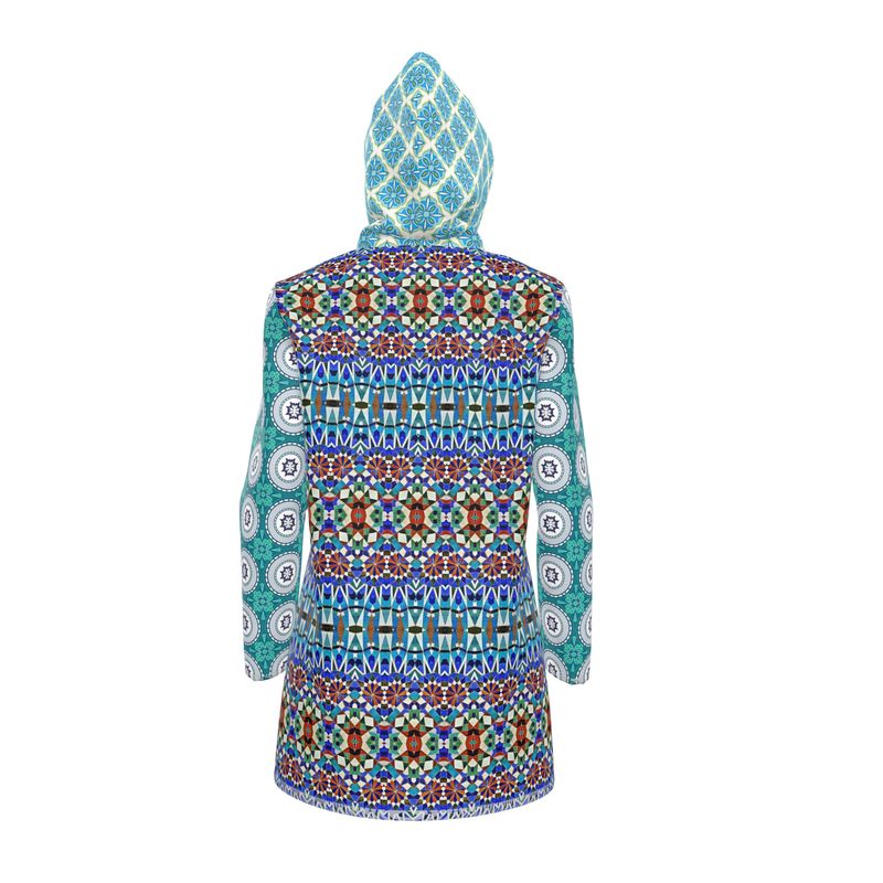 Blue Medina Mosaic Womens Hooded Rain Jacket