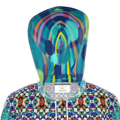 Blue Medina Mosaic Womens Hooded Rain Jacket