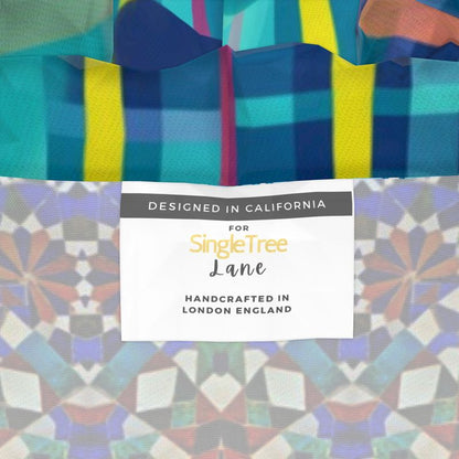 Blue Medina Mosaic Womens Hooded Rain Jacket