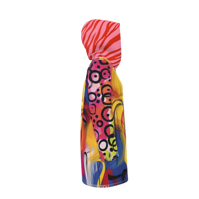 Color Riot Abstract Swirl Womens Hooded Rain Jacket
