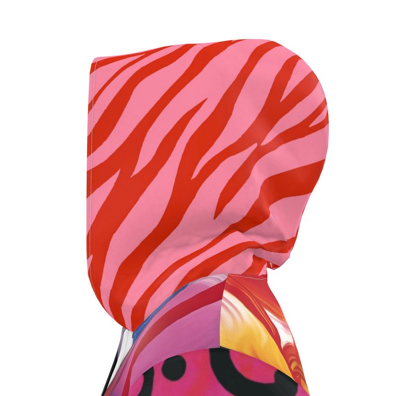 Color Riot Abstract Swirl Womens Hooded Rain Jacket