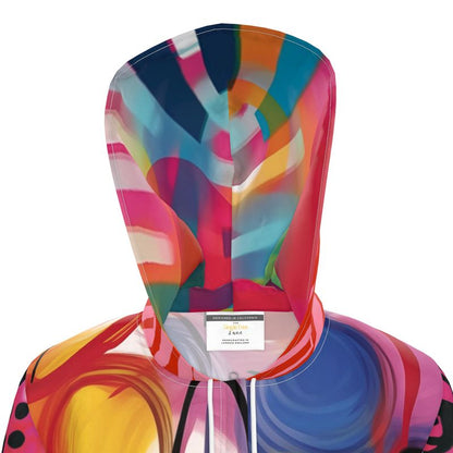 Color Riot Abstract Swirl Womens Hooded Rain Jacket