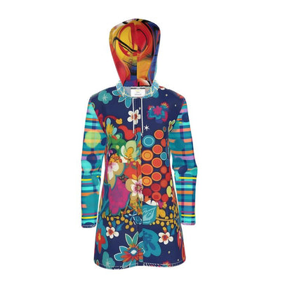 Midnight Electric Garden Party Womens Hooded Rain Jacket