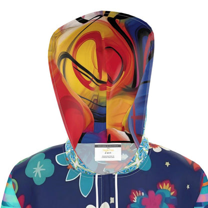 Midnight Electric Garden Party Womens Hooded Rain Jacket