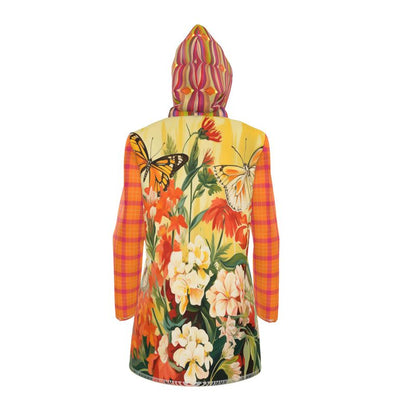 Sunny Butterfly Bloom Womens Hooded Rain Jacket