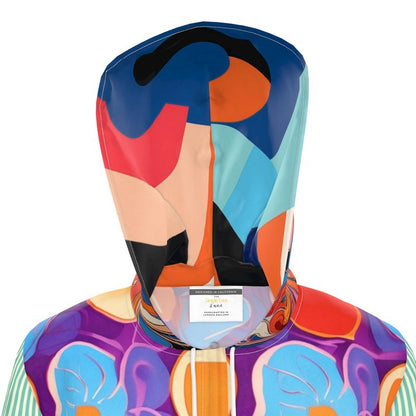 Groovy Bloom in Purple Aqua Womens Hooded Rain Jacket
