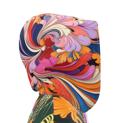 Neon Tropical Lotus Garden Womens Hooded Rain Jacket