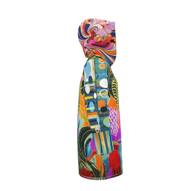 Neon Tropical Lotus Garden Womens Hooded Rain Jacket