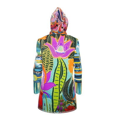Neon Tropical Lotus Garden Womens Hooded Rain Jacket