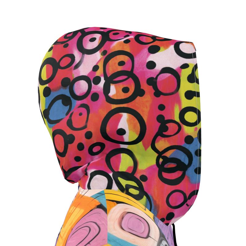 Retro Block Party Womens Hooded Rain Jacket