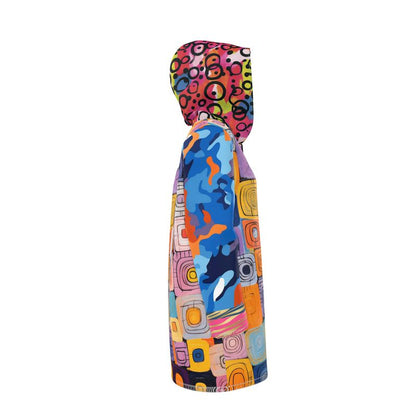 Retro Block Party Womens Hooded Rain Jacket